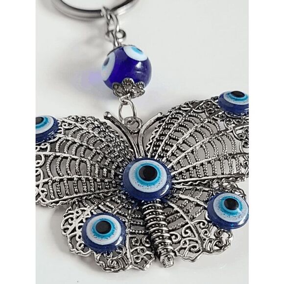 π¦ Butterfly Evil Eye Good Luck Charm Accessory Keychain Keyring NEWβW/GIFT BOX - Picture 9 of 11
